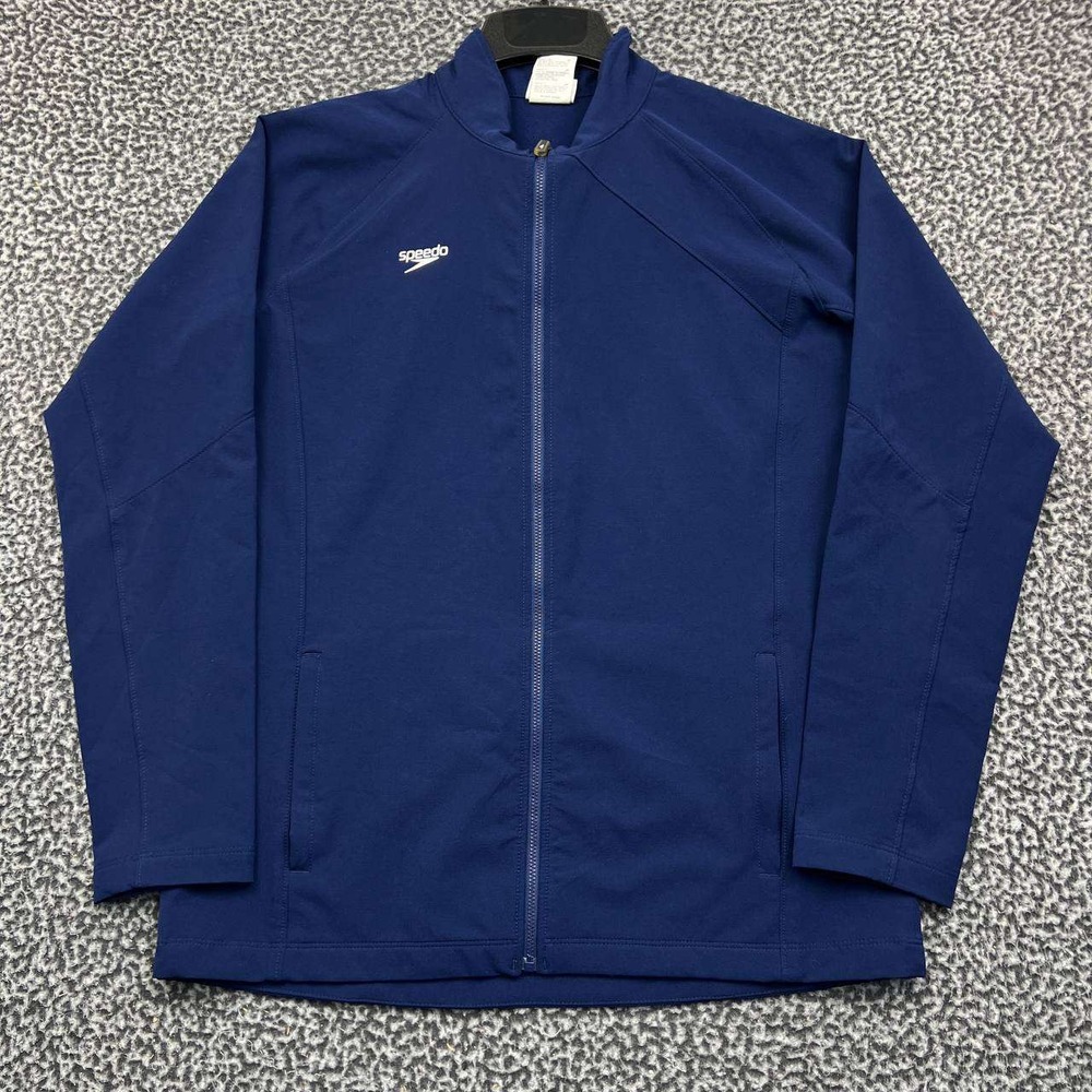 Speedo Men Large Navy Blue Full Zip Track Jacket Lightweight Athletic Swim‎ L